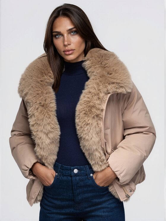Ombre Ombre Bunda pro přechodné období OW-JT-E0010 Béžová Relaxed Fit