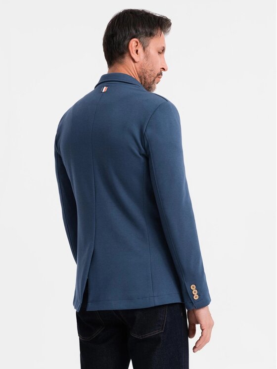 Ombre Ombre Sako OM-BLZB-0101 Modrá Slim Fit