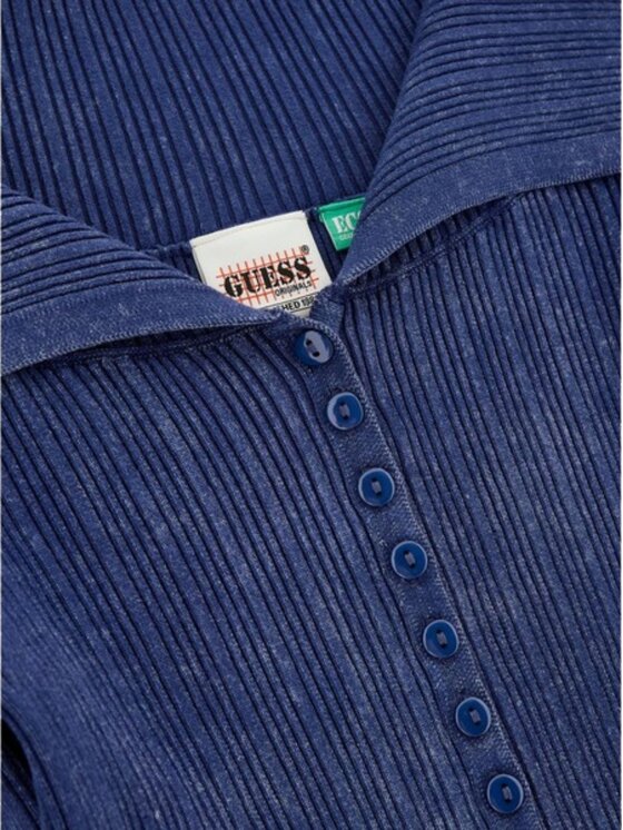 Guess Guess Kardigan go collar ribbed cardigan Niebieski Slim Fit