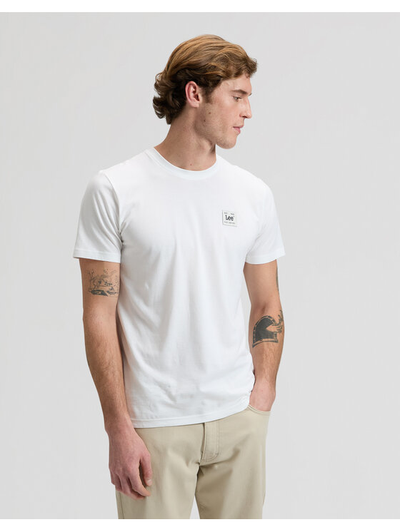 Lee Lee T-Shirt WOVEN LABEL TEE Biały Regular Fit