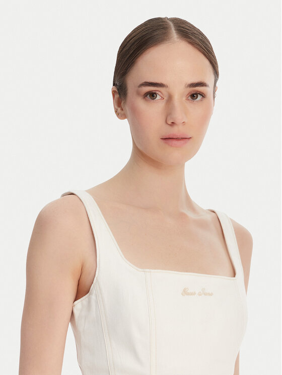 Guess Jeans Guess Jeans Джинсова сукня W6GK00 D7871 Écru Regular Fit