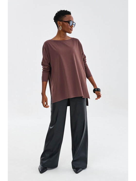 blue shadow blue shadow Bluzka Fina Brązowy Regular Fit