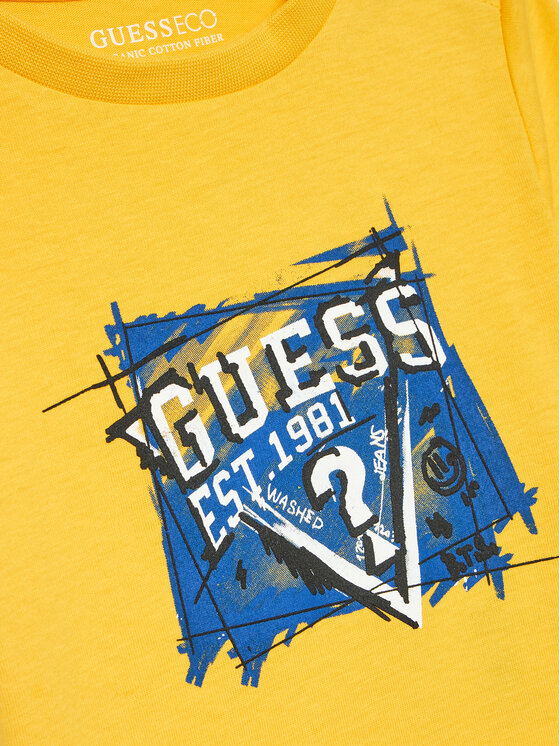 Guess Guess Тишърт N4YI00 K8HM4 Жълт Regular Fit
