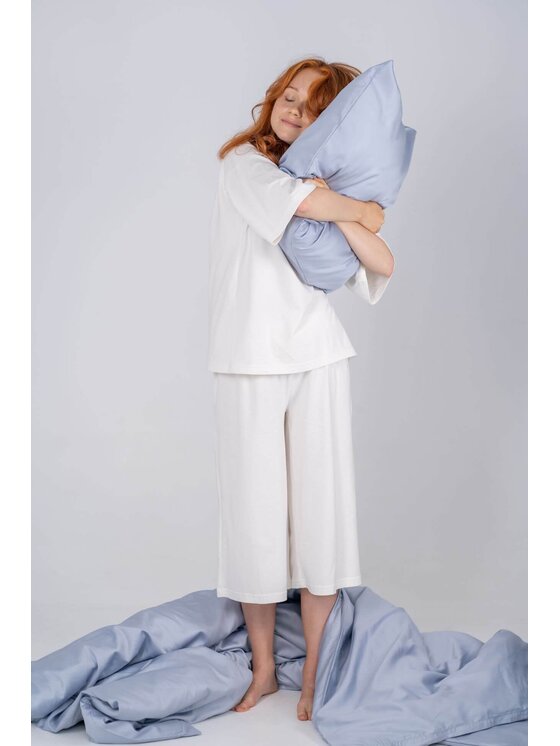 White pocket White pocket Komplet pościeli satynowa Błękitny