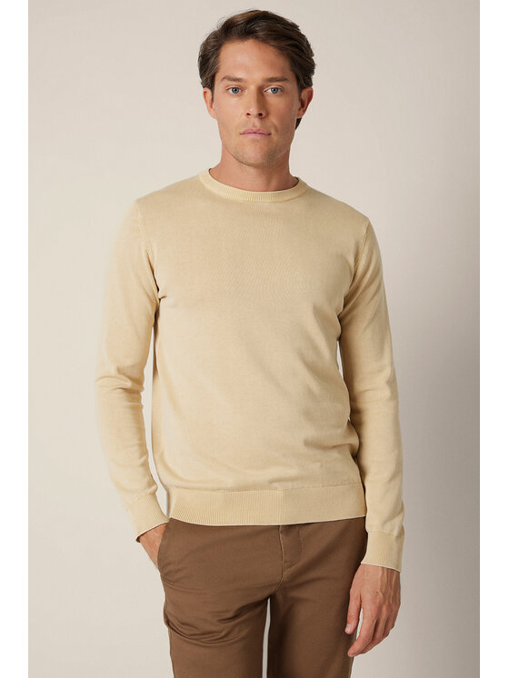 Lancerto Lancerto Sweter Gustan SW073225000072 Beżowy Regular Fit