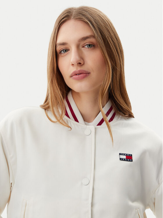 Tommy Jeans Tommy Jeans Geacă bomber Satin Coach DW0DW20229 Alb Regular Fit