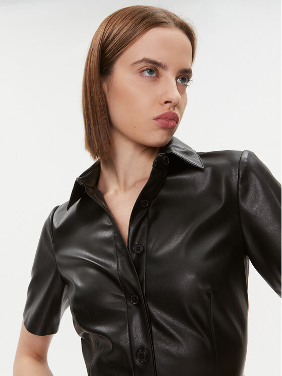 DKNY DKNY Šaty z imitace kůže DD3D4101 Černá Regular Fit