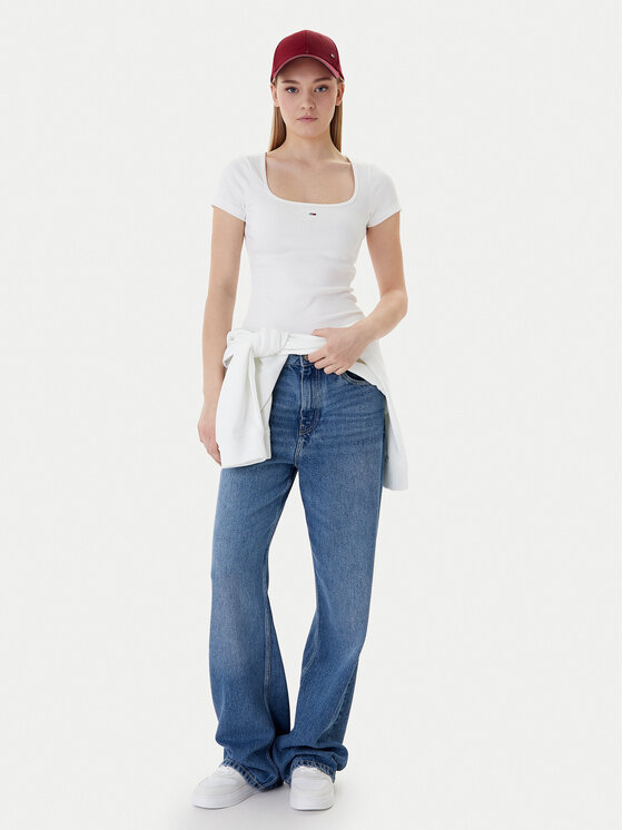 Tommy Jeans Tommy Jeans T-Shirt DW0DW21837 Λευκό Slim Fit