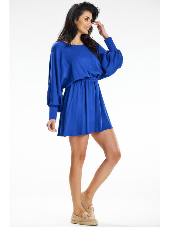 Awama Awama Sukienka letnia A640 Niebieski Basic Fit