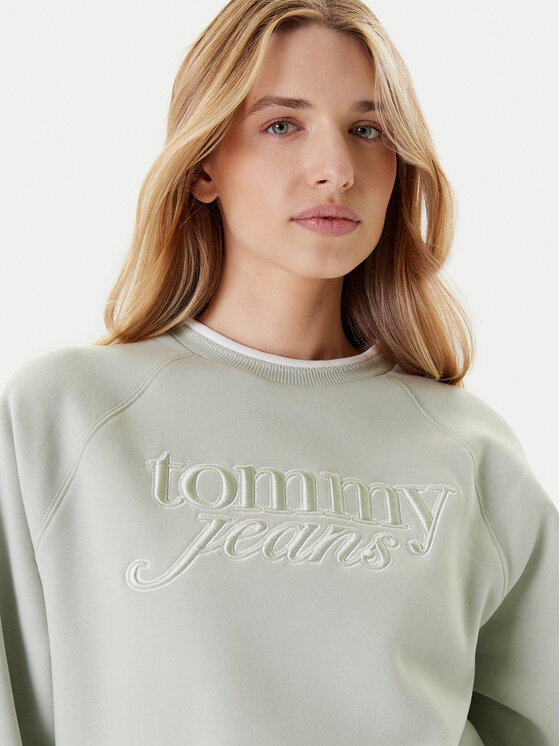 Tommy Jeans Tommy Jeans Felpa Script DW0DW21196 Verde Regular Fit