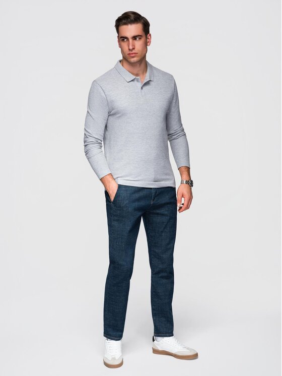 Ombre Ombre Longsleeve OM-POBL-0162 Szary Regular Fit