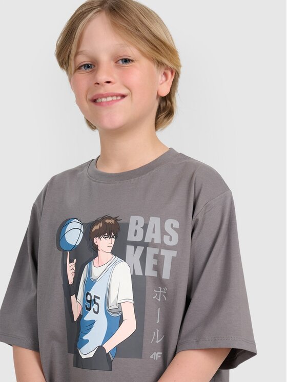 4F 4F T-Shirt 4FJRAW25TTSHM3062-24S Szary Oversize