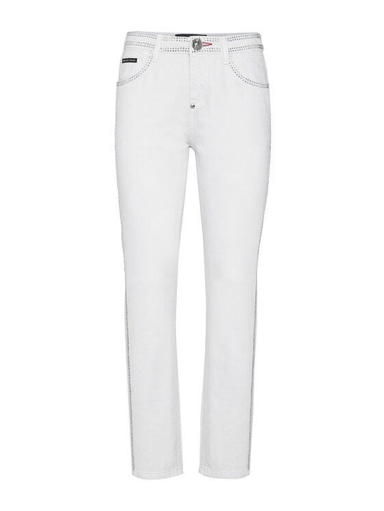 PHILIPP PLEIN PHILIPP PLEIN Jeansy 22045 Biały Boyfriend Fit
