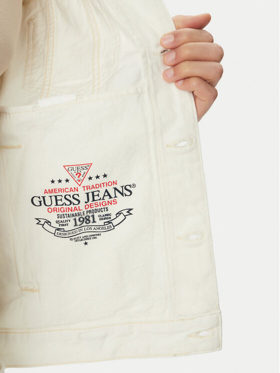Guess Jeans Guess Jeans Τζιν μπουφάν M5GN38 D5OC1 Λευκό Regular Fit