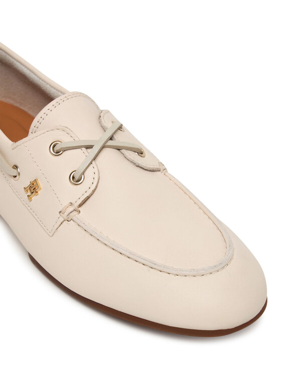 Tommy Hilfiger Tommy Hilfiger Polobotky Th Sleek Leather Boat Shoe FW0FW09148 Écru
