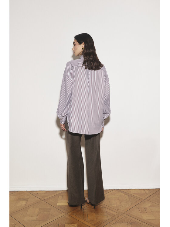 Entelier Entelier Koszula oversize Classic Brązowy Oversize
