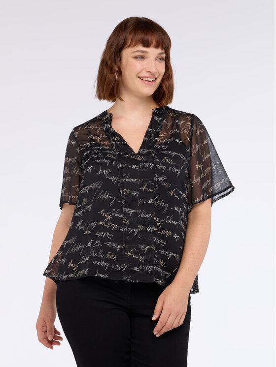 Fiorella Rubino Fiorella Rubino Bluzka 2006T002380N0Z3 Czarny Regular Fit