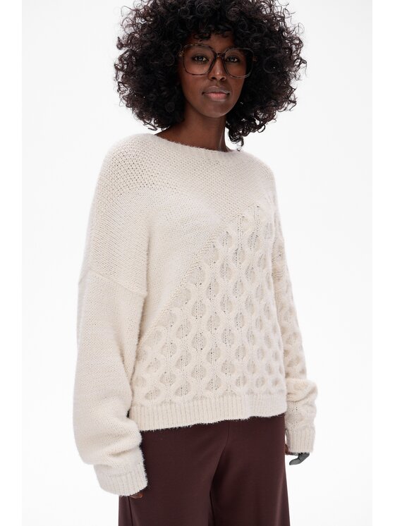blue shadow blue shadow Sweter Cavo Écru Regular Fit