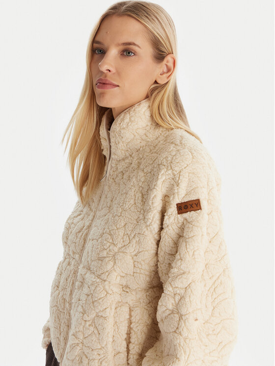 Roxy Roxy Fleecová mikina Blurry Cloud ERJPF03212 Écru Regular Fit