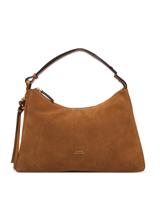 Tommy Hilfiger Tommy Hilfiger Torbica Th Statement Shoulder Bag Suede AW0AW18824 Smeđa