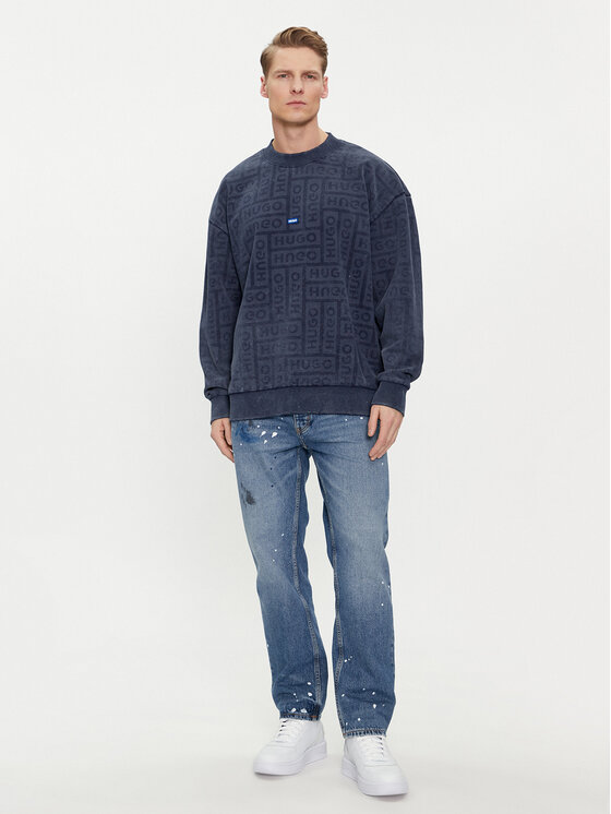 HUGO Hugo Pulóver Nenry 50510545 Sötétkék Relaxed Fit