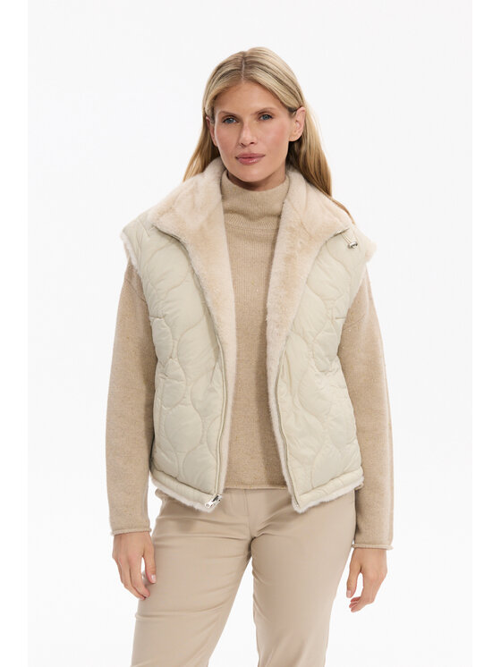 Deni Cler Milano Deni Cler Milano Bezrękawnik T-DC-4053-F5-76-12-1 Beżowy Regular Fit