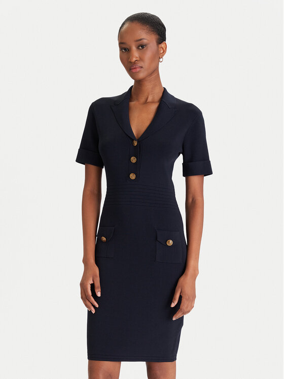 Guess Guess Džemper haljina W5YK29 Z0130 Tamnoplava Slim Fit