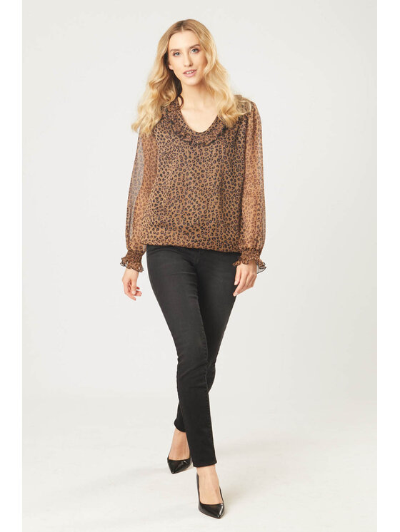 QUIOSQUE QUIOSQUE Bluzka 13-TK-244 Brązowy Regular Fit