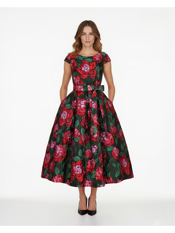 Castellani Castellani Sukienka codzienna Fiore di Rosa Zielony Regular Fit
