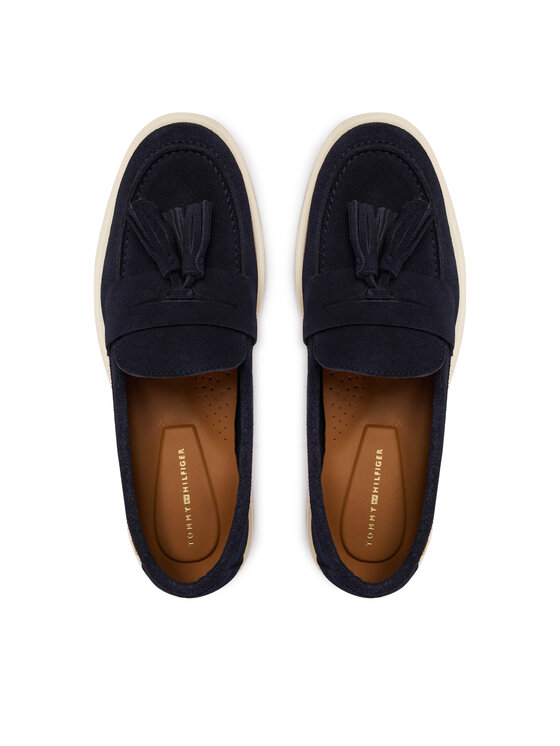 Tommy Hilfiger Tommy Hilfiger Mokasyny Light Suede Tassel Loafer FW0FW09285 Granatowy