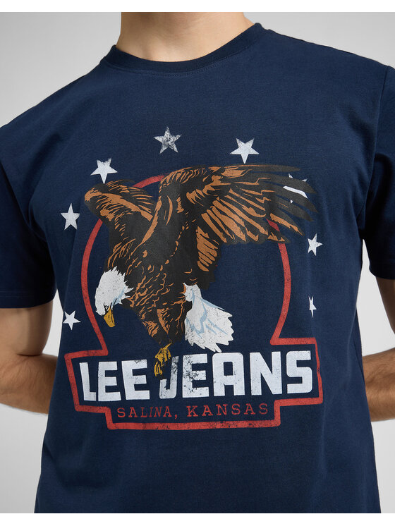 Lee Lee T-Shirt ESSENTIAL GRAPHIC Niebieski Regular Fit