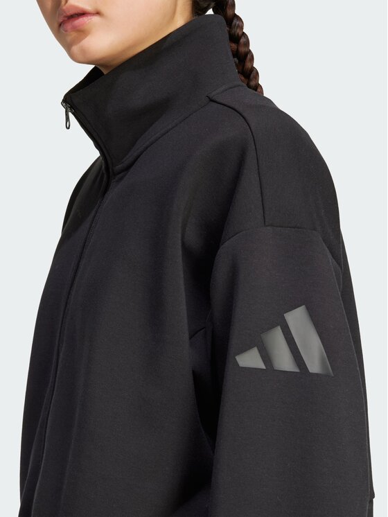 adidas adidas Bluza Soft Lux Loose Full-Zip Czarny Loose Fit