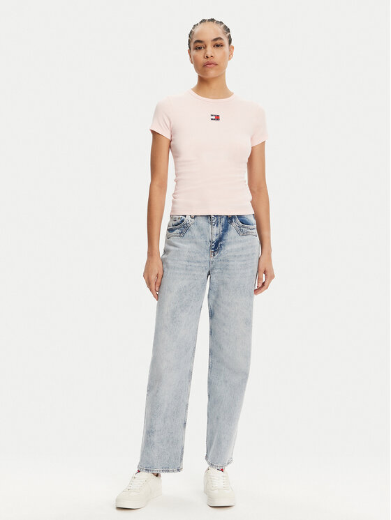Tommy Jeans Tommy Jeans T-Shirt Badge DW0DW17881 Różowy Slim Fit