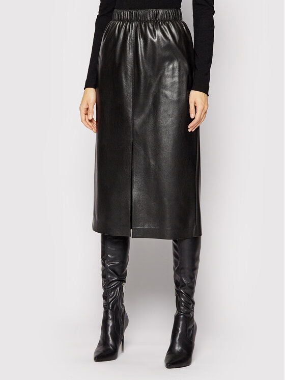 Boss Fustă din imitație de piele Vesusa 50466547 Negru Regular Fit