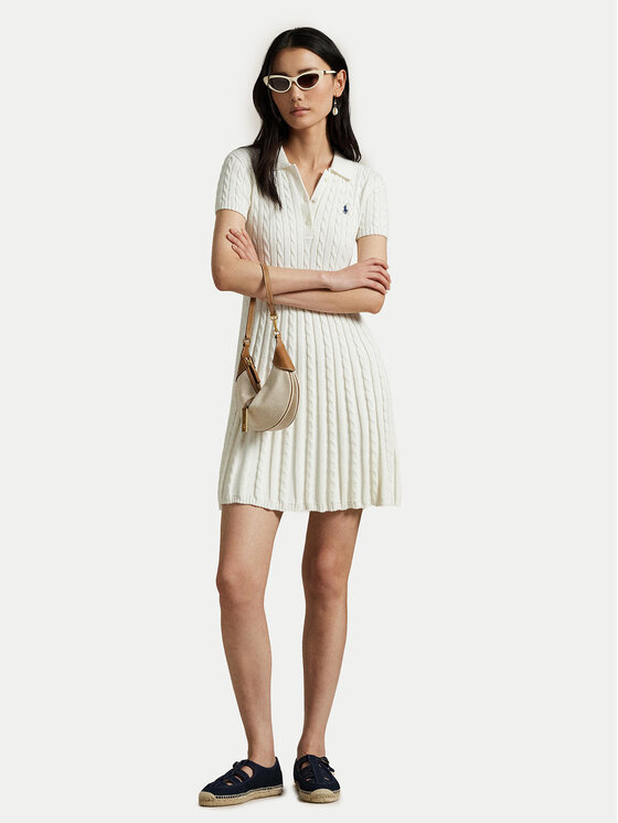 Polo Ralph Lauren Polo Ralph Lauren Pletena obleka 211966310002 Bela Regular Fit
