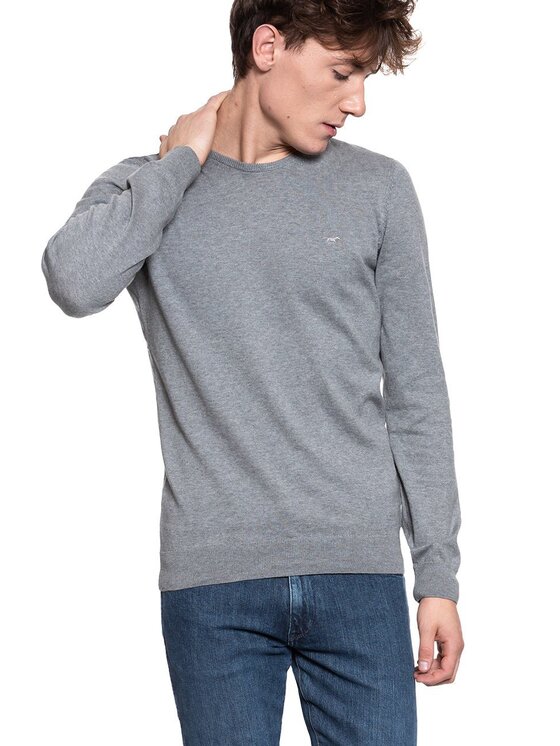 Mustang Mustang Sweter BASIC C-NECK JUMPER Szary Regular Fit