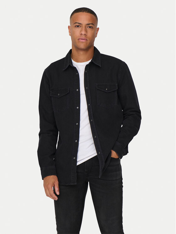Only & Sons džínsová košeľa Bane 22023247 Sivá Regular Fit