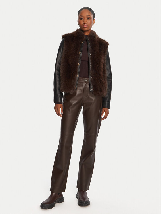 TWINSET TWINSET Μπουφάν από απομίμηση δέρματος 252TP2420 Καφέ Regular Fit