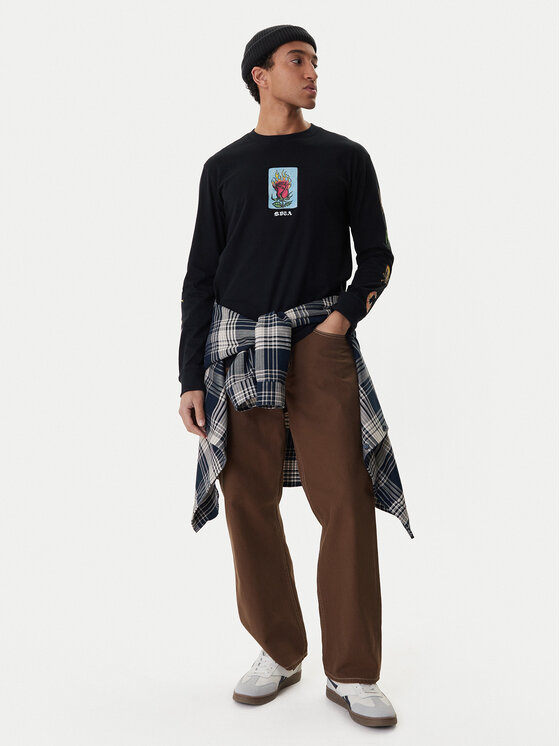 RVCA RVCA Medžiaginės kelnės Dayshift 23A113502 Ruda Relaxed Fit