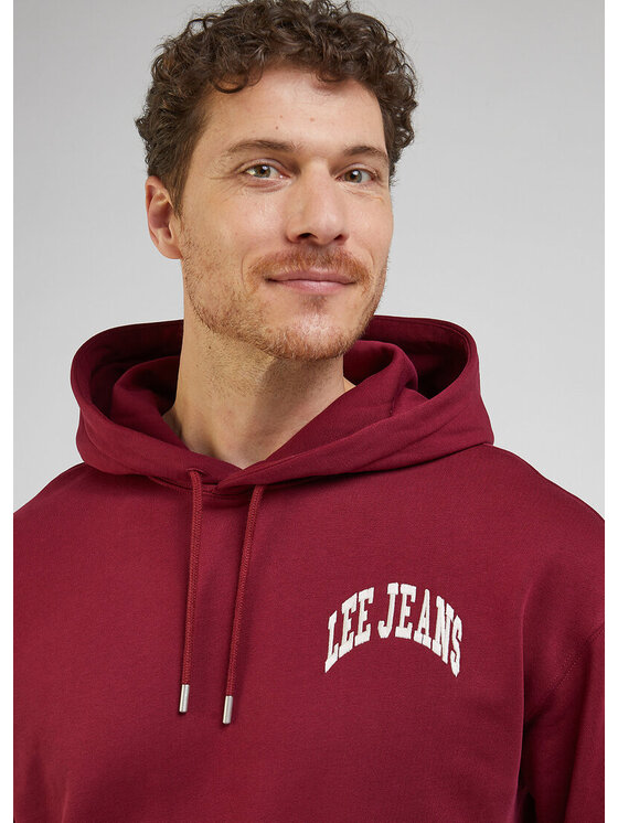 Lee Lee Bluza VARSITY HOODIE Czerwony Loose Fit