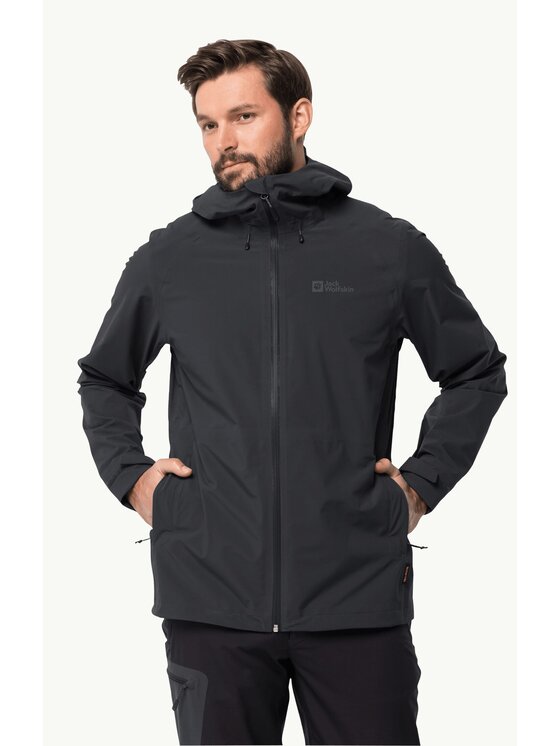 Jack Wolfskin Jack Wolfskin Kurtka przeciwdeszczowa 1115131_6350 Czarny Regular Fit