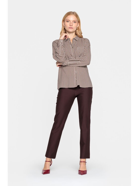 EMOI EMOI Koszula w drobny brązowy print Beżowy Feminine Fit