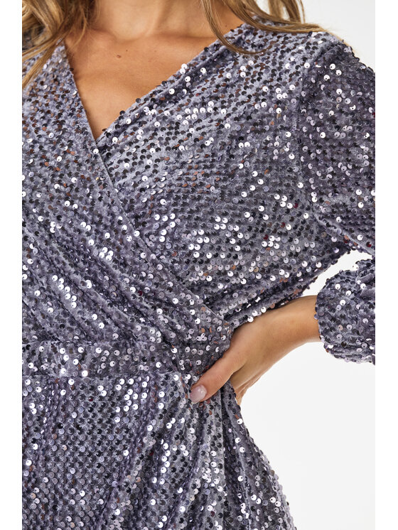 Awama Awama Sukienka wieczorowa A699 Szary Basic Fit