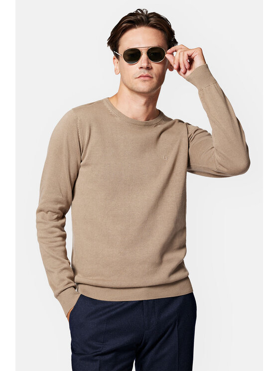 Lancerto Lancerto Sweter Tony SW073223000073 Beżowy Regular Fit