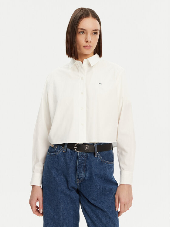 Tommy Jeans Damska 'Koszula, rozmiar XS, Biała, DW0DW19354