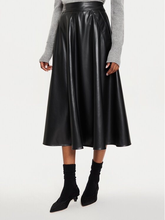 Marella Marella Fustă din imitație de piele Lepanto 2423776024 Negru Regular Fit