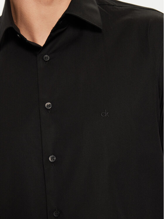 Calvin Klein Calvin Klein Marškiniai Poplin Stretch Regular Shirt K10K109509 Juoda Slim Fit