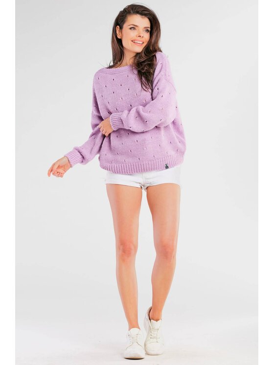 Awama Awama Sweter A445 Fioletowy Basic Fit