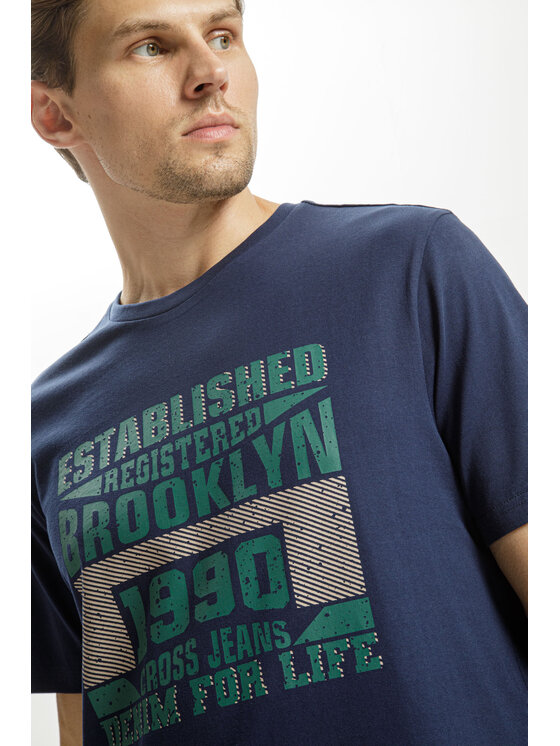 Cross Jeans Cross Jeans T-Shirt 16021-001 Granatowy Regular Fit