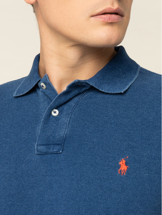 Polo Ralph Lauren Polo Ralph Lauren Тениска с яка и копчета 710536856 Тъмносин Slim Fit